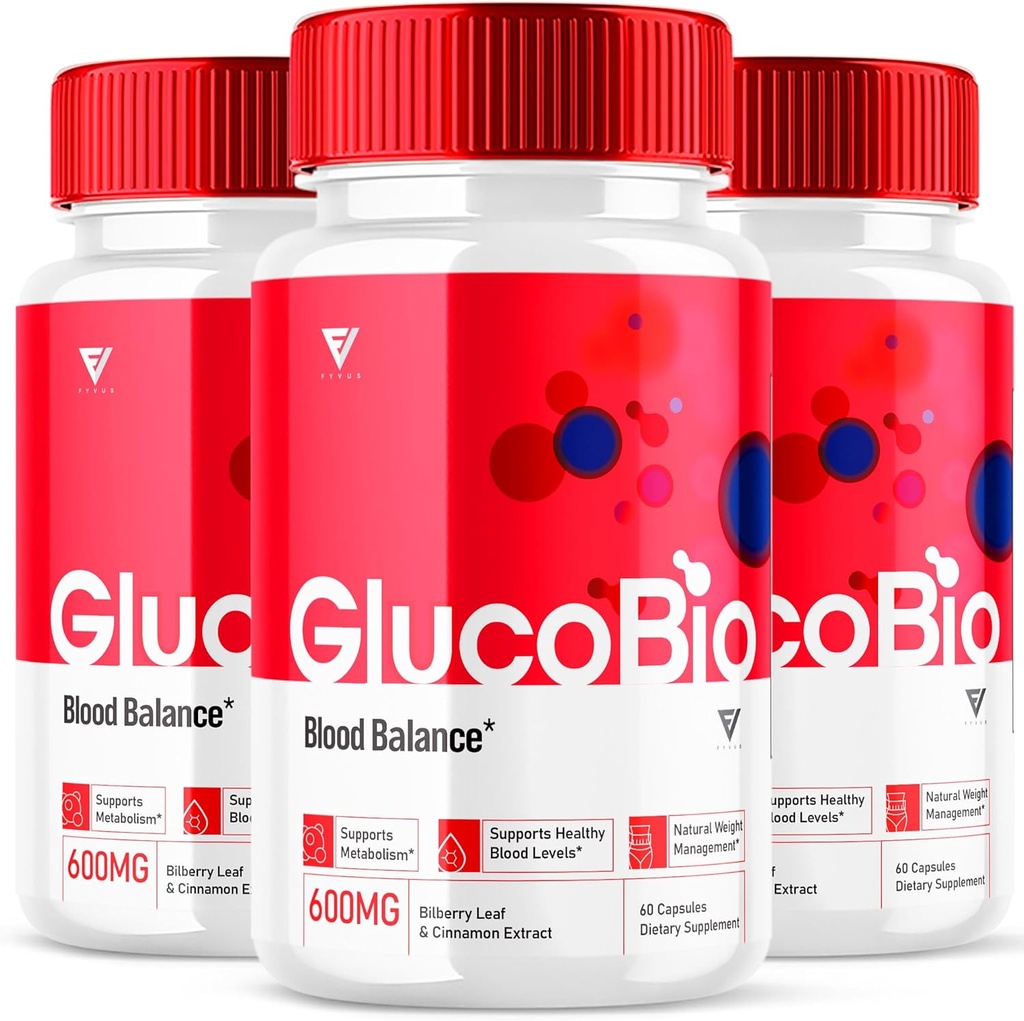 (3 Pack) GlucoBio Health and Wellness Support Capsules Gluco Bio Pills, Gluco Bio Natural Vitamin Overall Health and Wellness Formula Glycogen Support Supplement, BioGluco Capsules (180 Capsules)