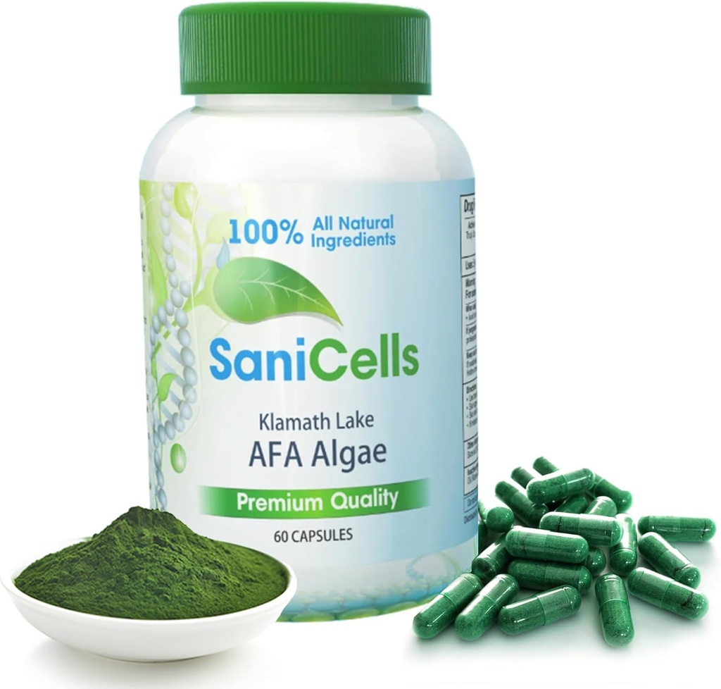 TROYA sani Cells AFA Blue-Green Algae カプセル | 幹細胞 オーガニック スーパーフード | エネルギー、メンタル クラリティ、解毒をサポート | セルラ マッドル ジョイント サポート・マッスル 痛み - 免疫 システム サポート