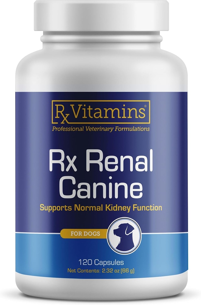 犬のためのRxビタミンRx Renal Canine Kidneyサポート - ミルクアザミエキス、緑茶、および犬のためのコルディセプカプセル - 犬の腎臓サポートサプリメント - 120カラット