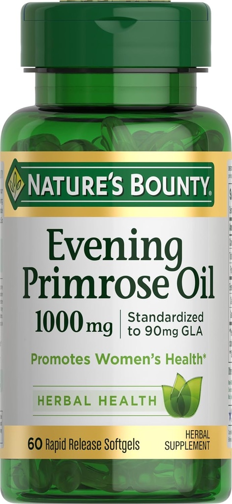 Nature's Bounty Primrose オイル1000mgは、女性の健康、草の補足、グルテンフリー、60の急速な解放のSoftgelsを促進します
