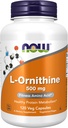 NOWの食糧補足、L-Ornithine (L-Ornithineの塩酸塩) 500のmg、アミノ酸、120のベジのカプセル
