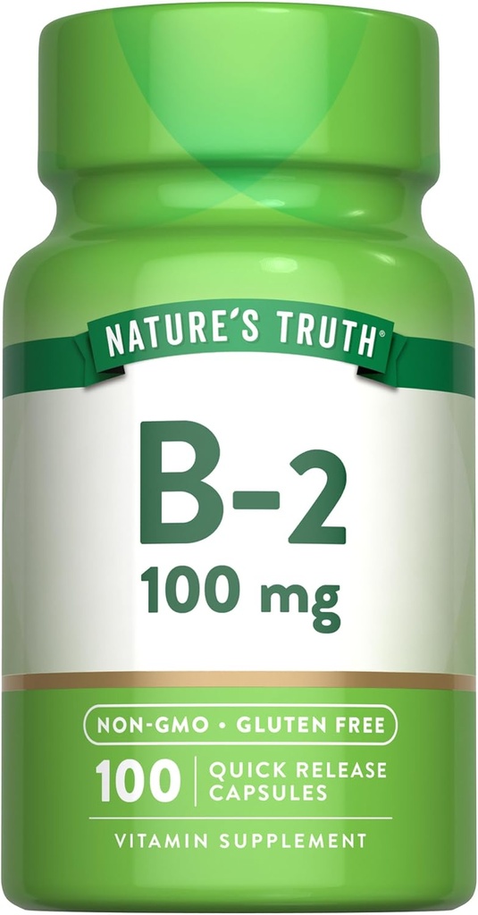 自然の真理B2ビタミン | 100mg | 100カプセル | GMO・グルテンフリーサプリメント | リボフラビン