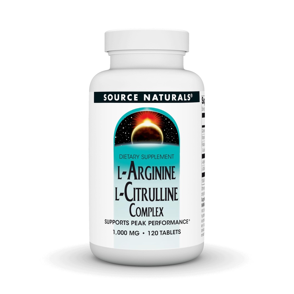 源のNaturals L-Arginine L-Citrullineの複合体、120のタブレット、1000のmg