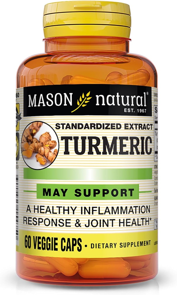 MASON NATURALのタービン500のmg、95%のクルクミノidsの、全面的なウェルネス及び接合箇所サポートのための補足、60の植物ベースのベジギーのカプセル
