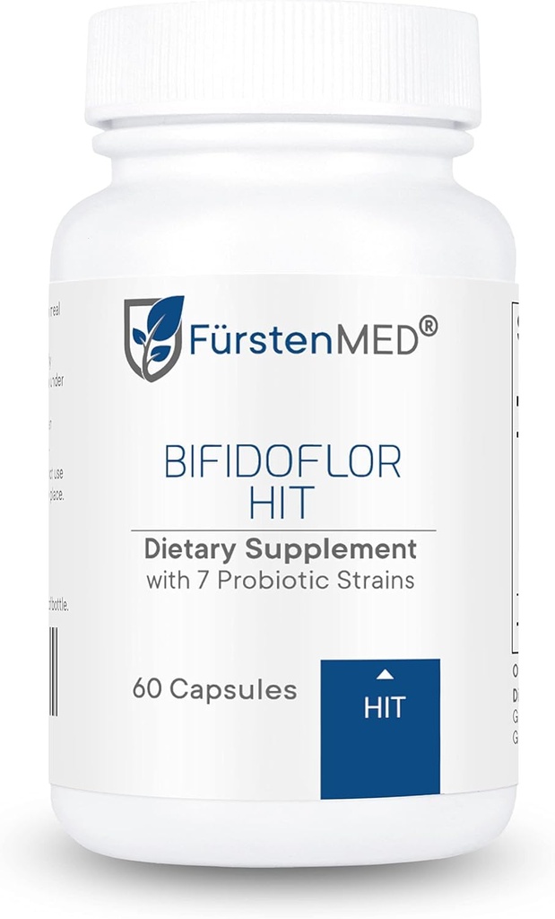 FürstenMED Bifidoflor HIT – ヒスタミン耐性のための低ヒスタミン Probiotics, 敏感な腸 & 消化器の健康, 7-Strain Lactobacillus & Bifidobacterium, 15.6B CFU, 完全菜食主義者の, 60 Delayed-Release Capsule