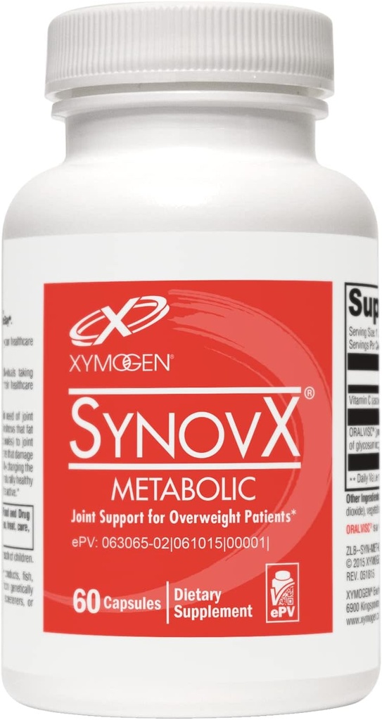 XYMOGEN SynovX Metabolic - Glucosamine Joint Support Supplement - Including Vitamin C for Added Immune Support - Vegan, Gluten Free & Non GMO (60 Capsules)