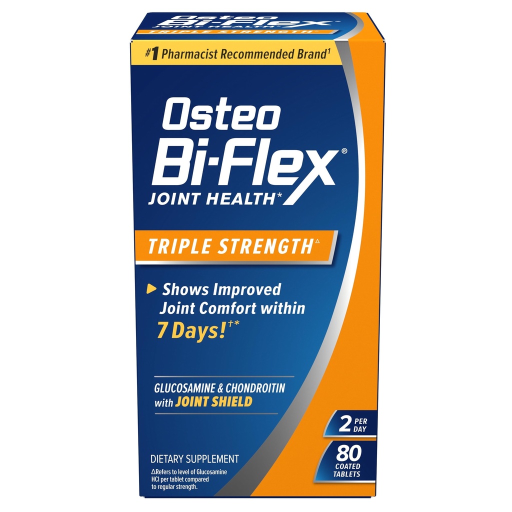 Osteo Bi-Flex Triple Strength Glucosamine Chondroitin Supplement, Improve Joint Function, Strength, Flexibility, Mobility 80 Coated Tablets