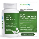 NatureCity TrueMilkThistle | ミルクアザミサプリメント 525mg | ミルクアザミ(80% silymarin) | 抗酸化対応 | 肝臓サポートサプリメント | 60 Veggie Capsule