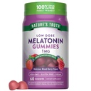 Nature's Truth Melatonin Gummies | 1mg | 60カウント | チェリーポムグラnate Flavor | ヴィーガン、非GMO&グルテンフリーサプリメント