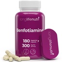 LongLifeNutri Benfotiamine 300mg - 180ベジタリアンカプセル、6ヶ月の供給、エネルギーとウェルネスのための脂肪溶性B1チアミンサプリメント、ラボテスト、米国製
