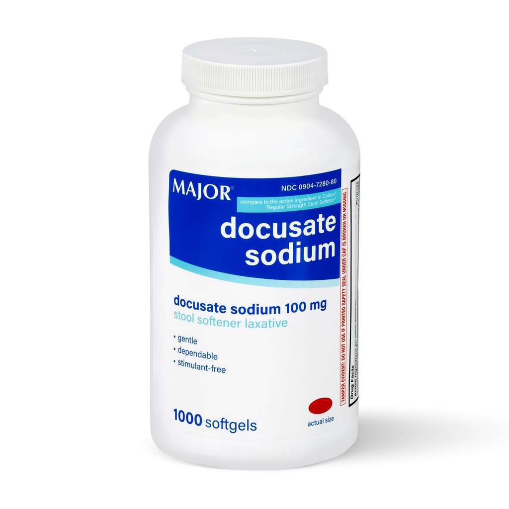 MAJORのDocusateナトリウム100mgの便器の軟化剤は機会の便秘の救助のために- Gentle、信頼できる、興奮剤なし、1000のSoftgelsative-------------------------