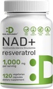 NAD+ レスベラトロールサプリメント 1,000mg / サービング、120 野菜カプセル | 2-in-1 余分な強度 NMN サプリメントの代替品 | 女性と男性のための NAD | エネルギーを促進します, アンチエイジング & 細胞再生 – 非GMO