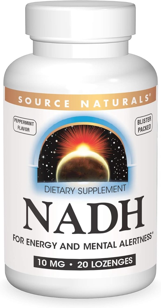 ソースナチュラルNADH 10mg、ブーストエネルギーとメンタルアラート - 20 Lozenges