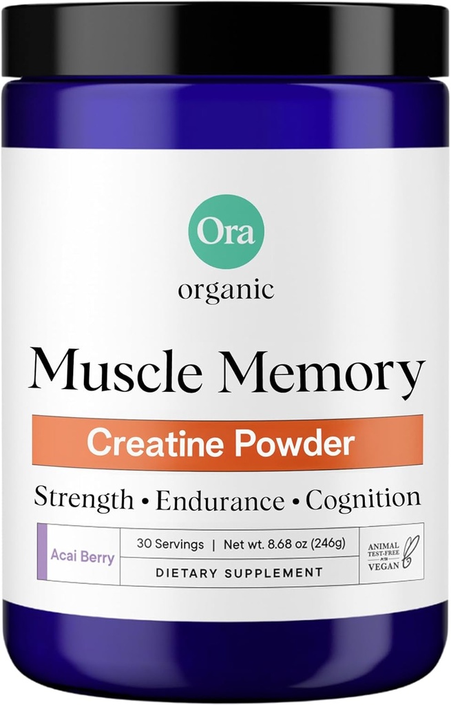 Ora Organic Creatine Monohydrate パウダー - 強度、エネルギーのための elevATP、回復のための D-Ribose ・ タウリン - 女性&男性のためのクレアチン - アサイベリー風味、30 サービング