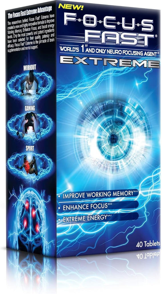 焦点の速い極度な向知性補足。 作業メモリを改善し、焦点を増加させ、エネルギーを1時間だけブースト! 警告と認知を促進する脳の丸薬
