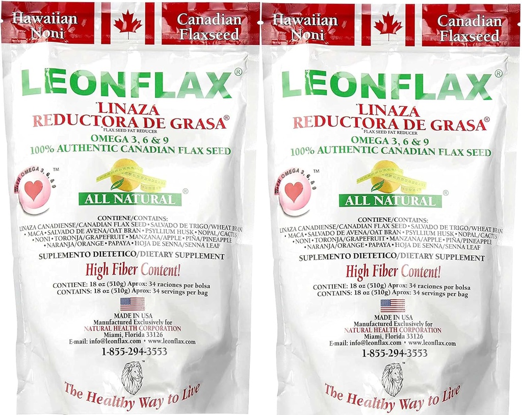 Leonflax 100%の確実なカナダの亜麻の種の粉、すべての自然で、高い繊維内容、あなたの消化器の健康、オメガ3、6及び9、18のオズ、袋(1)を改良する食事療法の補足(2)
