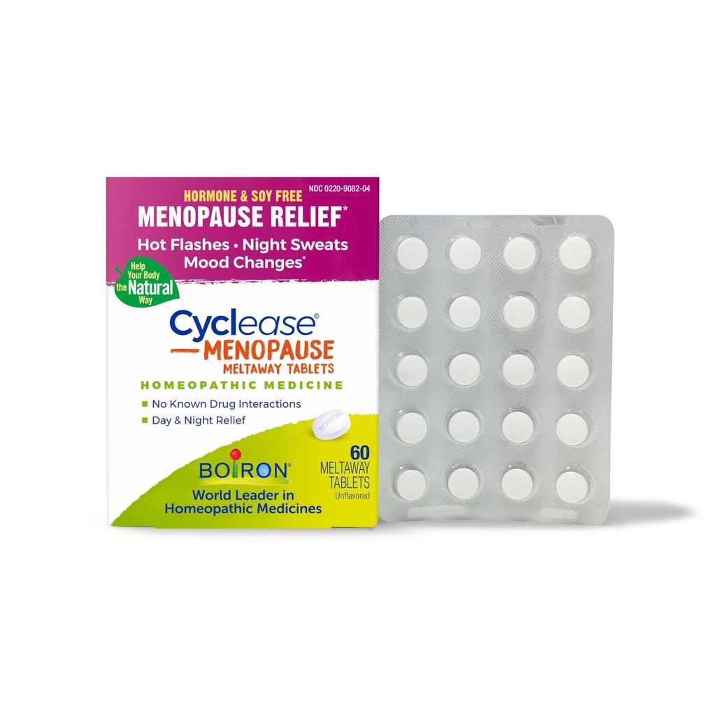 Boiron Cycleaseは、ホットフラッシュ、ナイトスウェット、イrritability、および気分スイングの救済のためのMenopause錠 - 60カウント