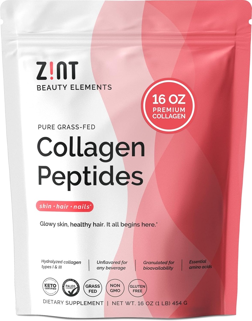ジンコラージュペプチドパウダー: Paleo&Keto認定 - 強化吸収のためのGranulated Collagen HydrolysateタイプI&III - 女性&男性のための酵素的に加水分解タンパク質、16オンス
