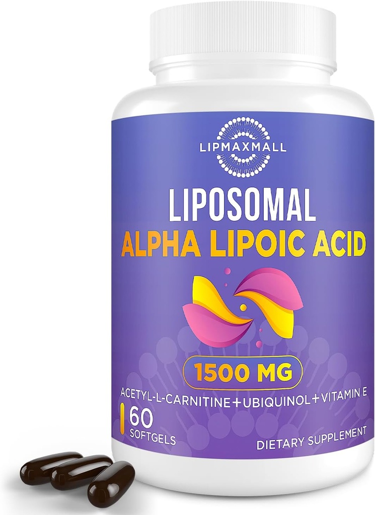 LiposomalアルファLipoicの酸1500mg-withのアセチルLカルニチン900mg& Ubiquinol 100mg&のビタミンE 15mg、ALA 酸化防止剤のグルコースのMetaismbolの神経エネルギーCardiovascular、60のSoftgelsのための補足