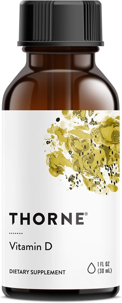 THORNE - Vitamin D Liquid - Vitamin D Supplement - Supports Healthy Bones and Muscles, Cardiovascular Health & Immune Function* - 1 Fl Oz (30 ml) - 600 Servings