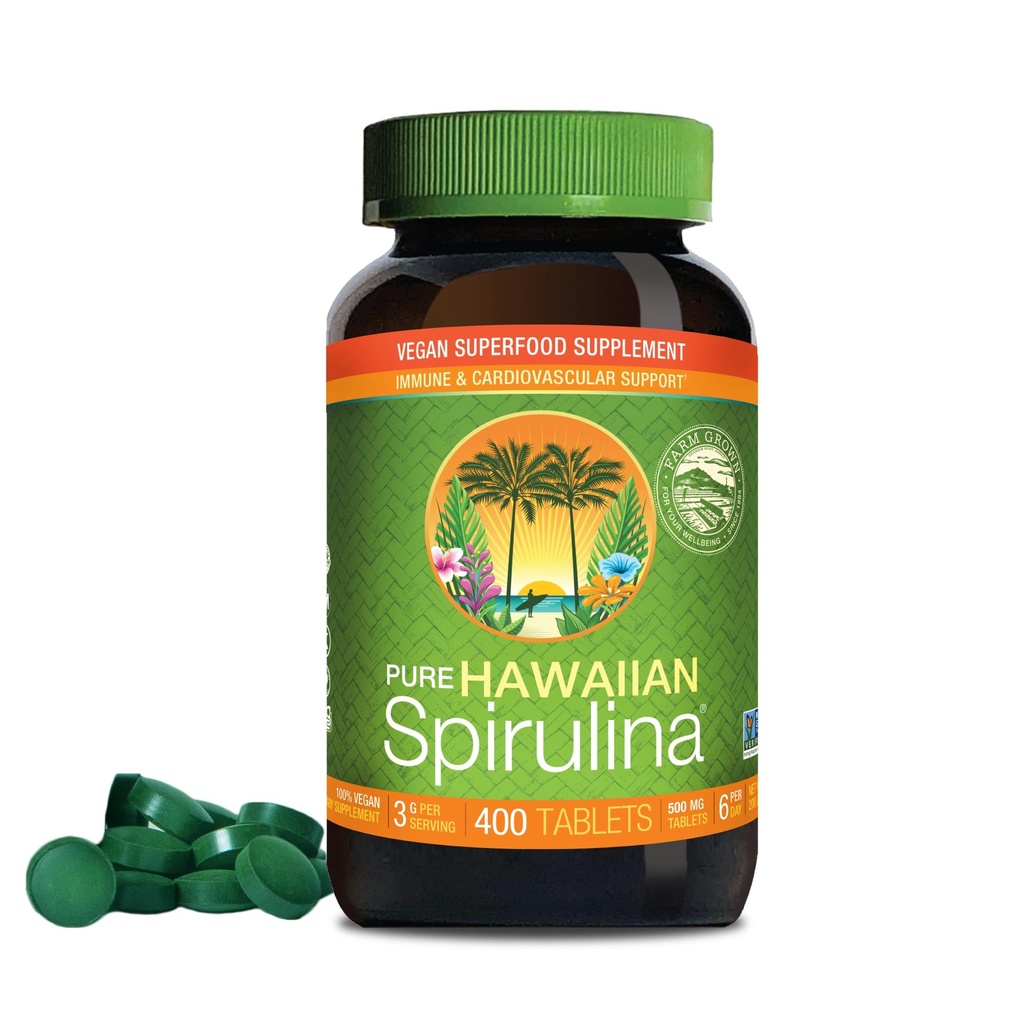 Nutrex ハワイ, 純粋なハワイ Spirulina 500 mg, 完全菜食主義者の, 免疫システムをサポートしています, 心臓, 細胞とエネルギー, 400 錠