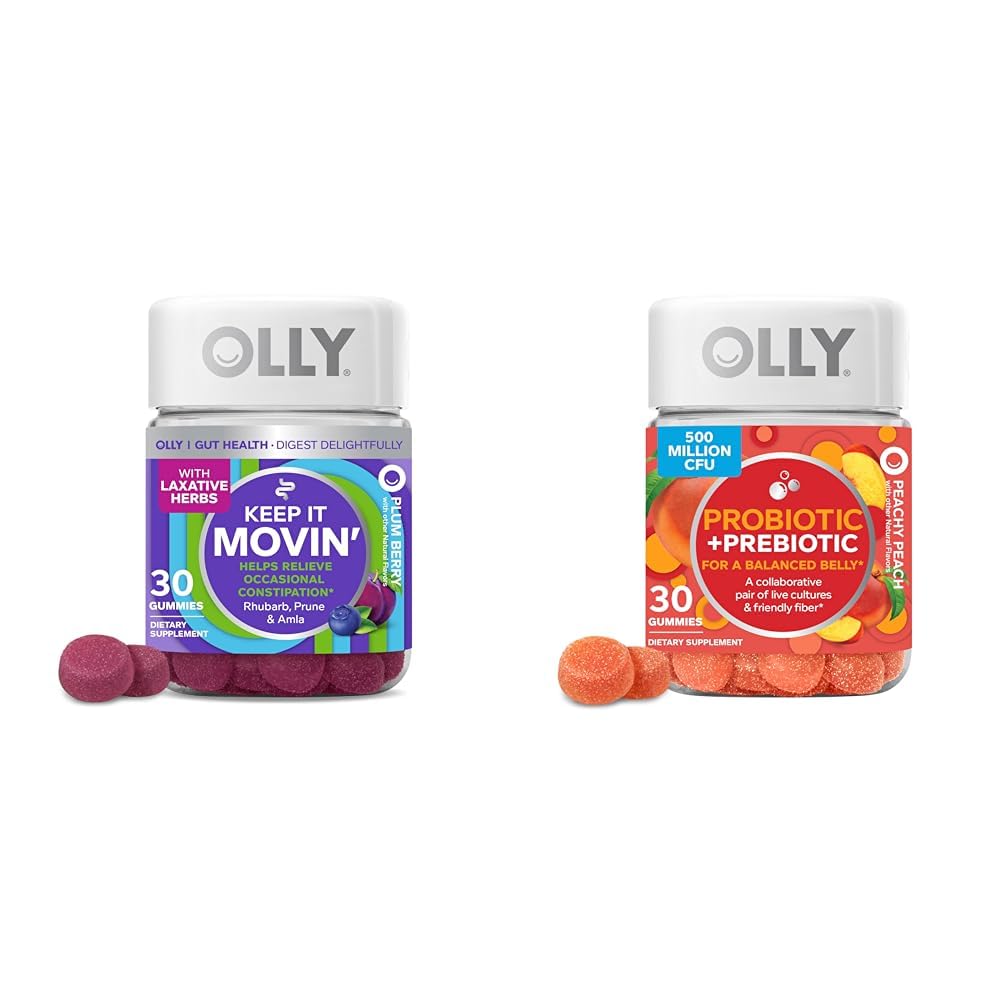 Rhubarb、Prunes、Amla及びProbiotic + Digestive Health、500,000,000 CFUs、30の計算のためのPrebioticのガミーとのOLLY便秘の救助のガミー
