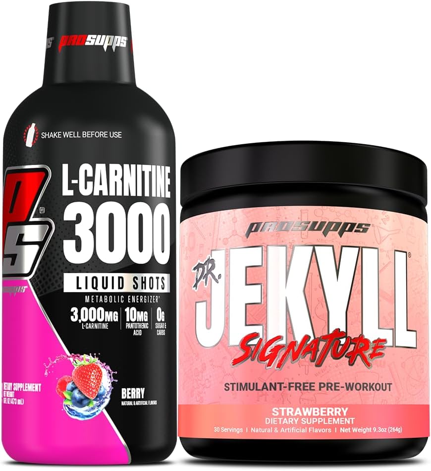 PROSUPPS L-カルニチン3000興奮剤フリー液体ショット(ベリー) ジーキルシグネチャーインセンスフォーカス、エネルギー&ポンププレワークアウトパウダー(イチゴ)バンドル