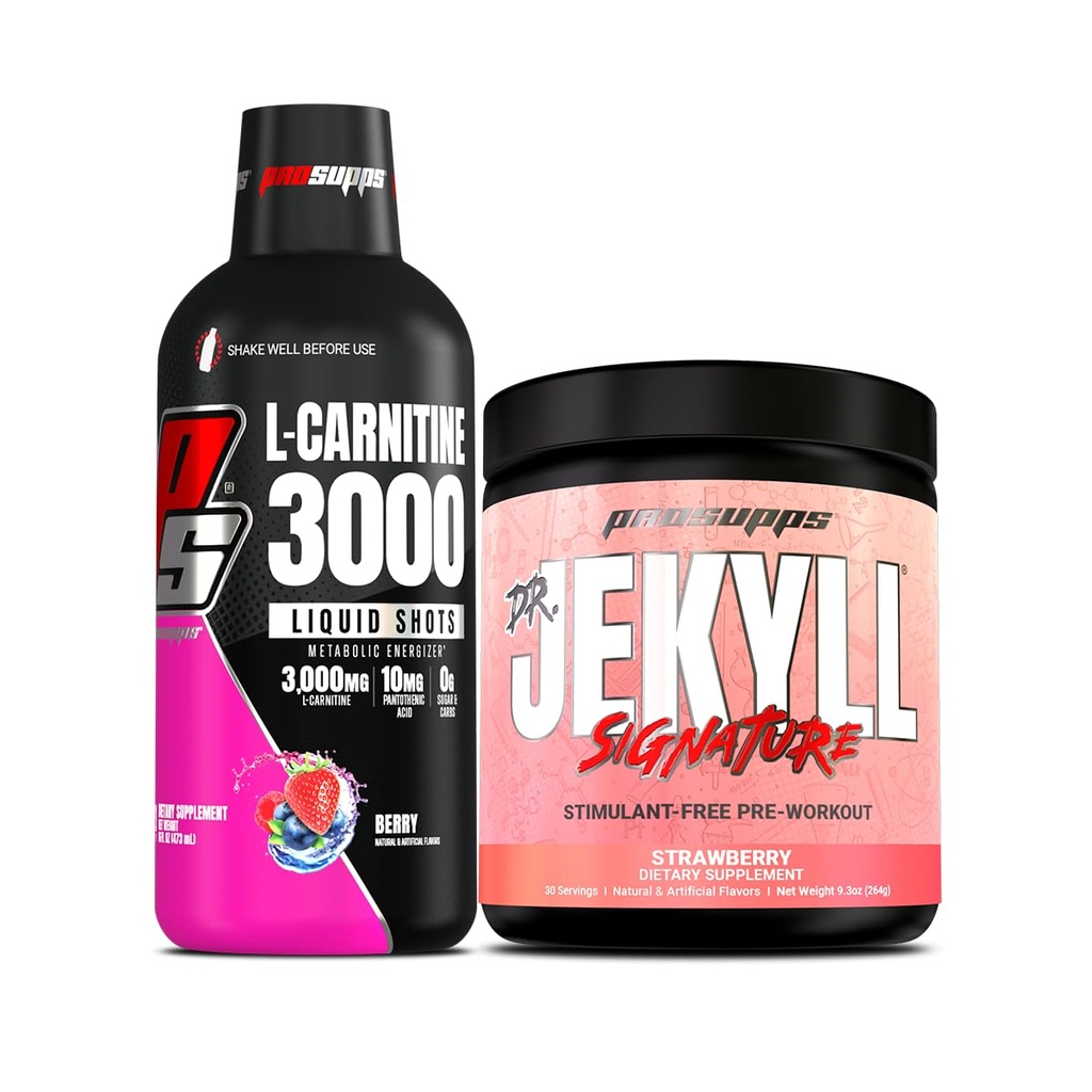 PROSUPPS L-カルニチン3000興奮剤フリー液体ショット(ベリー) ジーキルシグネチャーインセンスフォーカス、エネルギー&ポンププレワークアウトパウダー(イチゴ)バンドル