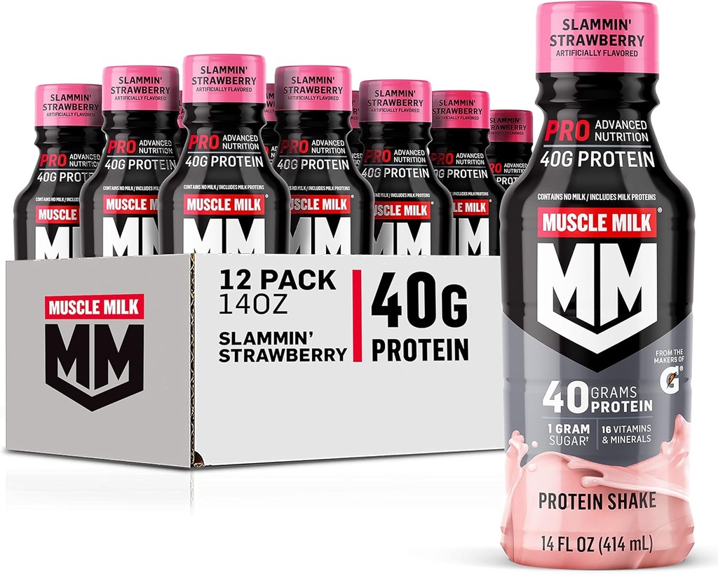 筋肉ミルクのプロ シリーズ蛋白質の揺れ、Slamminのいちご、40g蛋白質、14 Fl Oz、12のパック