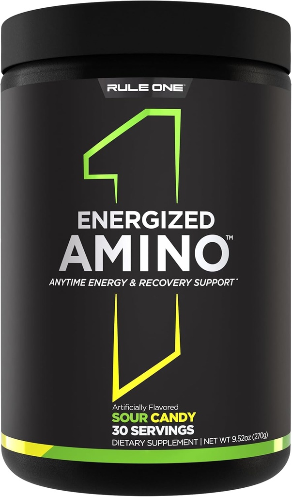 Rule 1 Energized Amino – BCAAs、グルタミン、Citrulline、ベータアラニン、グリーンコーヒー&ティーリーフ抽出物からカフェイン(30サービング、サワーキャンディ)