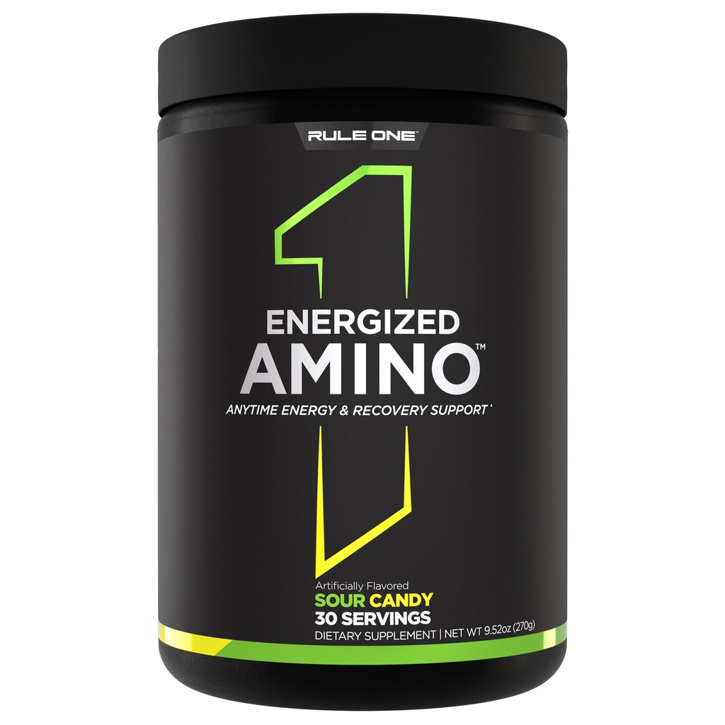 Rule 1 Energized Amino – BCAAs、グルタミン、Citrulline、ベータアラニン、グリーンコーヒー&ティーリーフ抽出物からカフェイン(30サービング、サワーキャンディ)