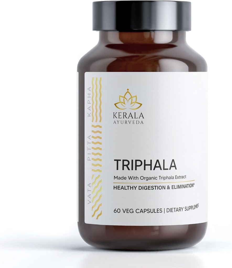 Kerala Ayurveda Triphala Capsules - 60 Count | Herbal Digestion and Colon Support | Antioxidant Rich | Supports Total Body Wellness | Immune System Support | Supports Cellular Rejuvenation