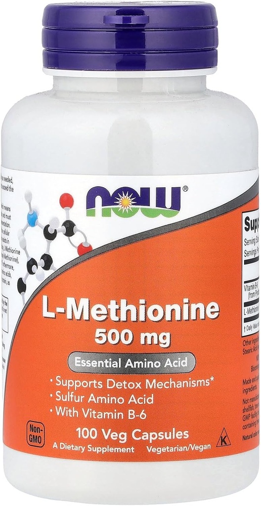 NOWの食糧L-Methionine 500のmg 100の帽子