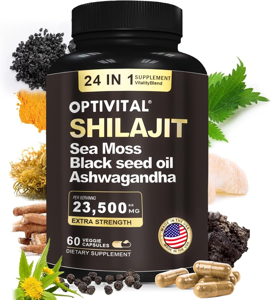 男性と女性の海苔、黒の種子油、アシュワガンダ、ロディオラ&ブルドック、Ginseng Cordyceps&Biloba、Nettle&Turmeric(60キャップ)