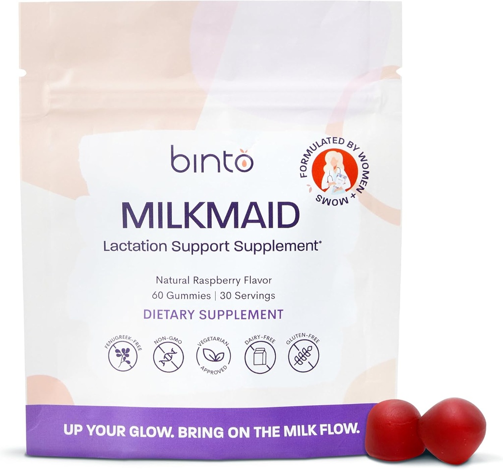 Binto Milkmaid Gummiesは、授乳中の母親のためのおいしい授乳サポートです - 健康な授乳をサポートし、牛乳供給(30日間供給)をブースト