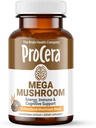 Procera Mega Mushroom - Improved Memory, Natural Energy & Mental Clarity - Clear Mind - Lift Brain Fog - Immune Support - Detox - Lions Mane Chaga Cordyceps Shiitake Turkey Tail - 60 Count