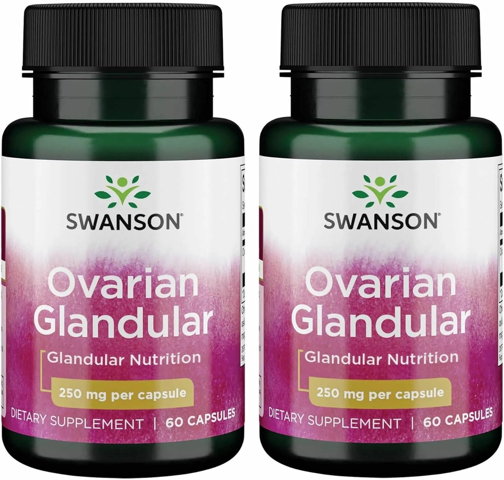Swanson Ovarian Glandular - Natural Supplement Promoting Women's Glandular Health & Balance Support - Sourced from Premium Bovine Tissue to Support Wellness - (60 Capsules, 250mg Each) (2 Pack)
