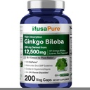 NusaPure Ginkgo Biloba 50:1 抽出物、250 mg 相当 12,500 カプセルあたり mg 200 カプセル(ベジタリアン、非GMO、ビーガン) バイオペリン