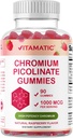 Vitamatic Chromium Picolinate 1000 mcg - 90 Gummies - High Potency Chromium - Raspberry Flavor