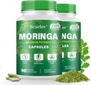 Moringa Capsules 2 Bottles | 800mg Pure Moringa Powder Capsules – Supports Energy, Immune Support, Gut Health, Green Superfood Contains Vitamins & Amino Acids