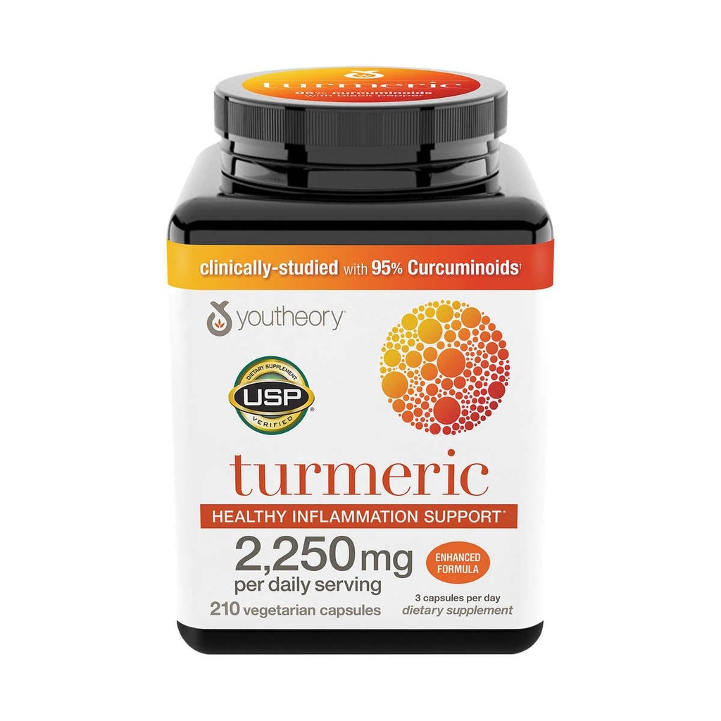 青年ターメリックヘルシーインフラメンテーションサポート、エンハンズドフォーミュラ(1日2250mg)210カウント(パッケージ1)