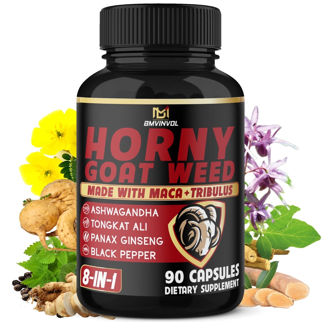 BMVINVOLの角質のヤギはマカ、Ginseng、Tribulus Terrestris、Ashwagandha、黒いペッパー- 3か月の供給のための90の計算をカプセルに入れます