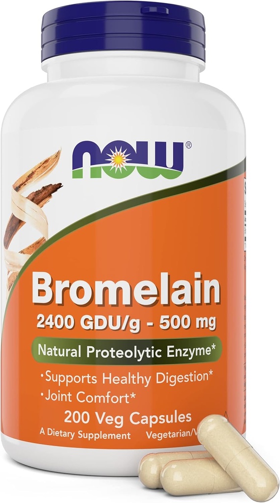 今Bromelain 500 mg、200ベジカプセル - ナチュラルパイナップル、プロテオリン酵素サプリメント、2400 GDU