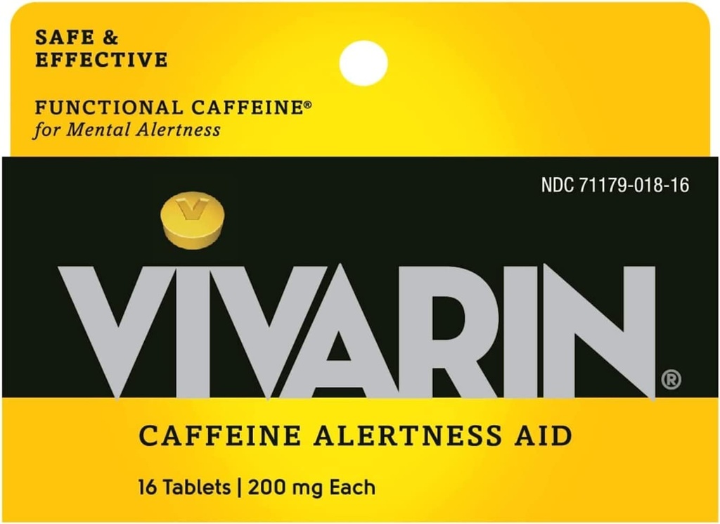 Vivarin、カフェインの丸薬、各タブレットの200mgカフェイン、安全かつ効果的にあなたが覚醒、警戒援助、エネルギーサプリメント、16錠 - 5パック滞在するのに役立ちます
