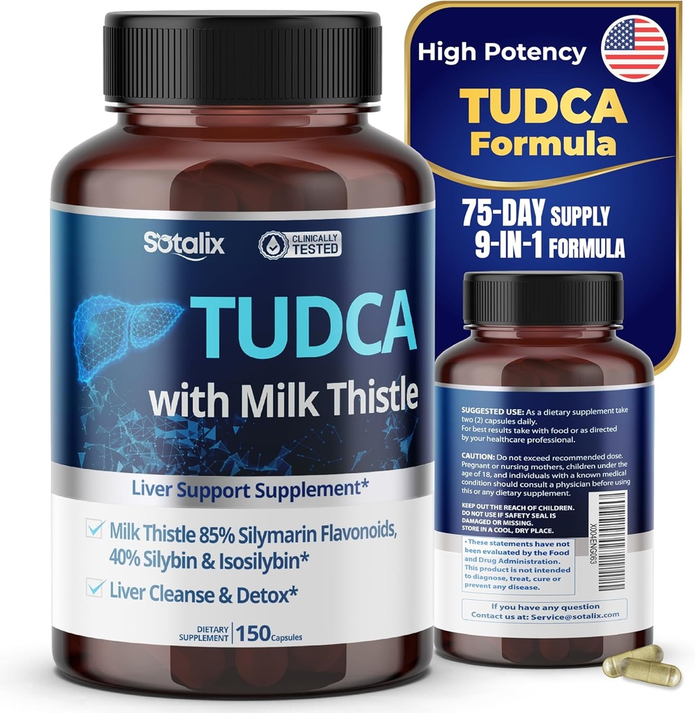TUDCAサプリメントとミルクアザミ - 85%シリマリンフラボノイド - 肝臓の健康と消化の健康をサポート - 米国製
