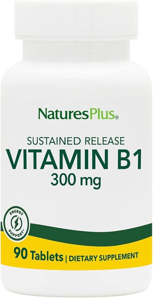 Natures Plus Vitamin B1(Thiamin HCI)、サステンドリリース - 300mg、90ベジタリアンタブレット - グルテンフリー - 90サービング