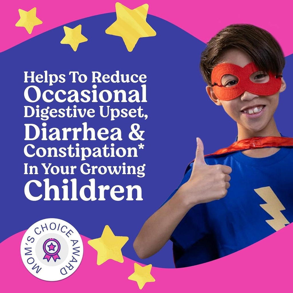 LOVEBUG 子供のためのプロバイオティクス – 年齢のためのプレバイオティクス繊維とプロバイオティクス ファイバ付き 4 +,毎日の子供の腸の健康 & 消化管サポート サプリメント, 砂糖フリーベリー風味, 60 カウント