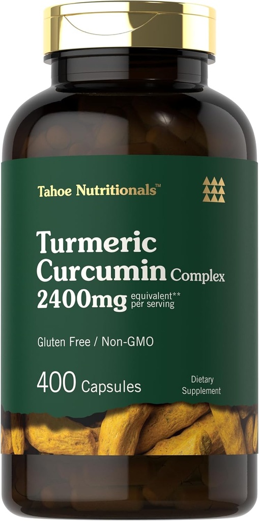 タホ栄養物 ターメリッククルクミンサプリメント | 2400mg | 400カプセル | 抽出物コンプレックス | 非GMO、グルテンフリー