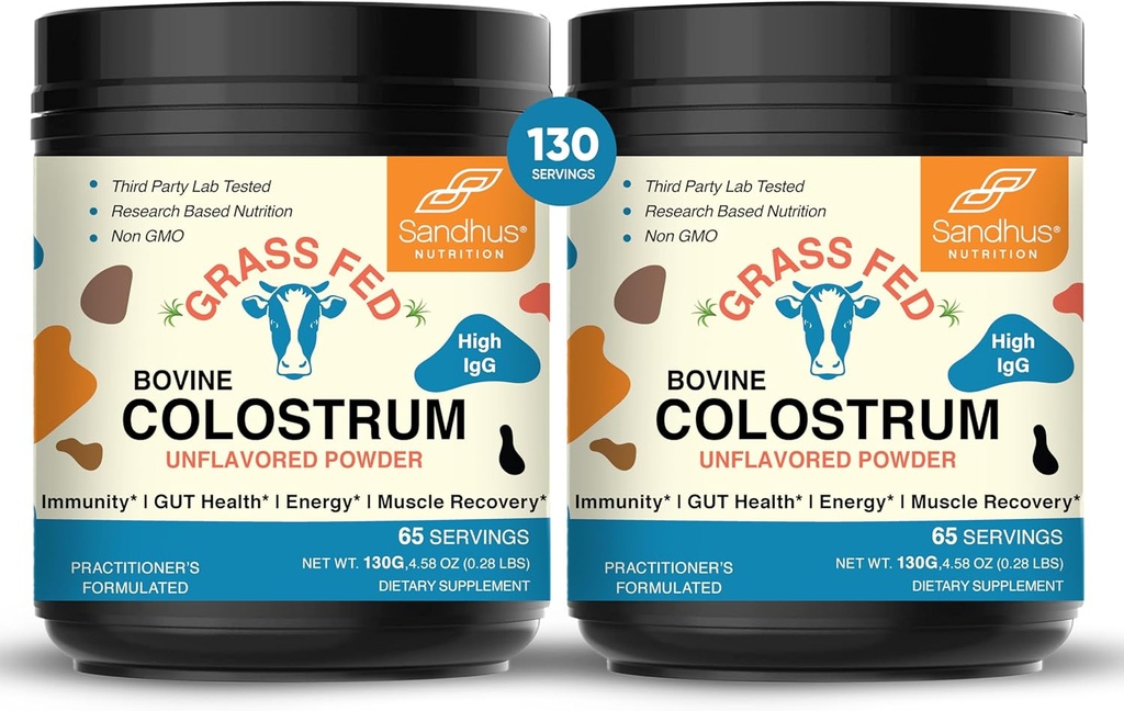 人体・大人向け砂浜の草フェッド・ボビン・コロスタムパウダー | 65 サービング(パック2) 牛のサプリメント | 腸の健康のための高いIgG | 免疫・筋肉回復サポート | 男性・女性向け | 不燃 | 男女別