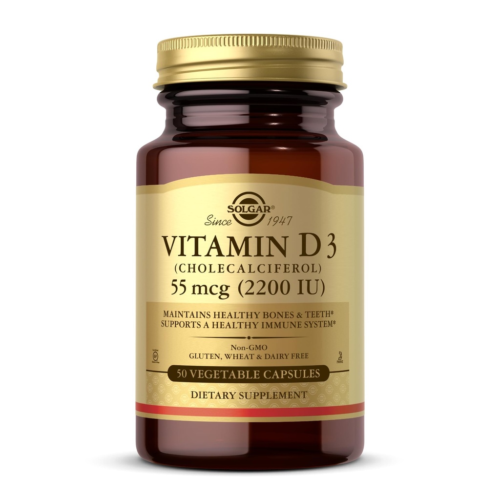 ソルガービタミンD3(Cholecalciferol)55mcg(2200 IU)、50野菜カプセル - ヘルシーボン&ティースを維持するのに役立ちます - 免疫システムサポート - 非GMO、グルテンフリー、乳製品無料、コーシャ - 50のサービング